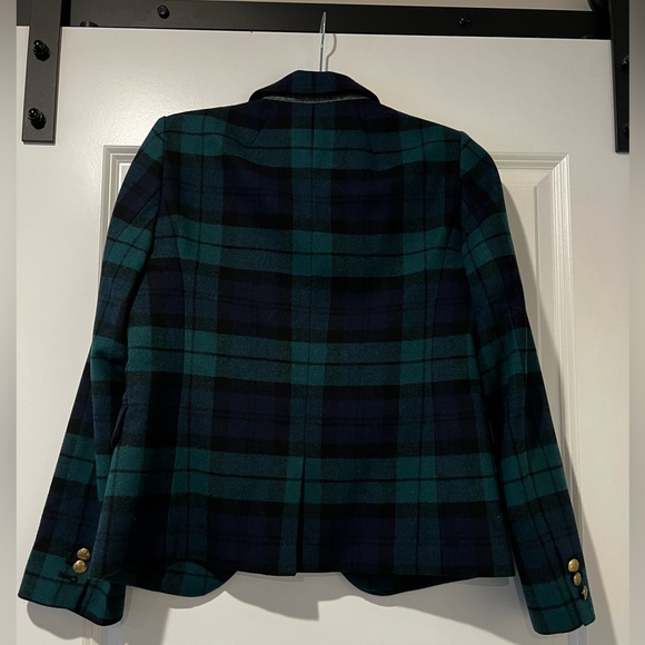 J. Crew Jackets & Coats Jcrew Black Watch Plaid Blazer With Gold